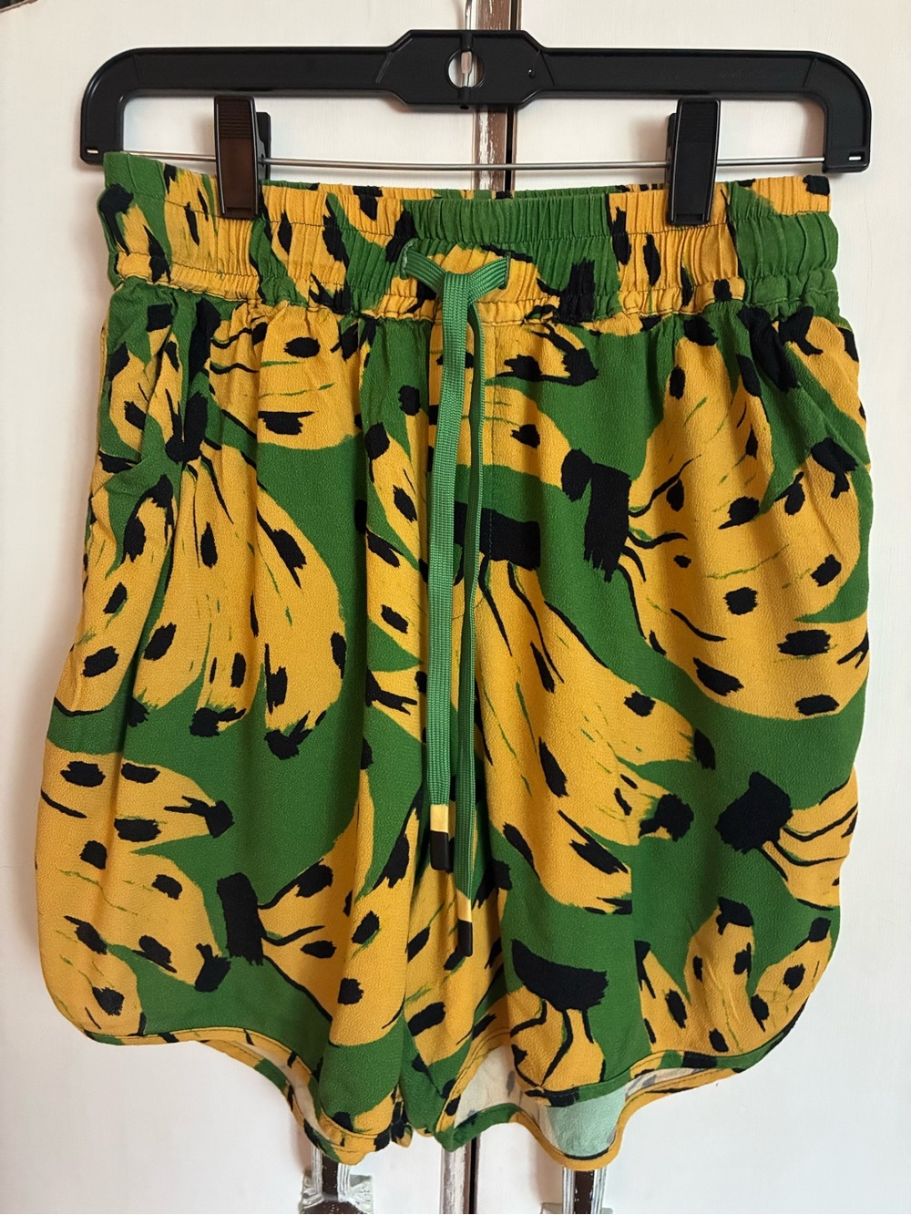 FARM Rio Green and Yellow Botanical Print Athletic Shorts